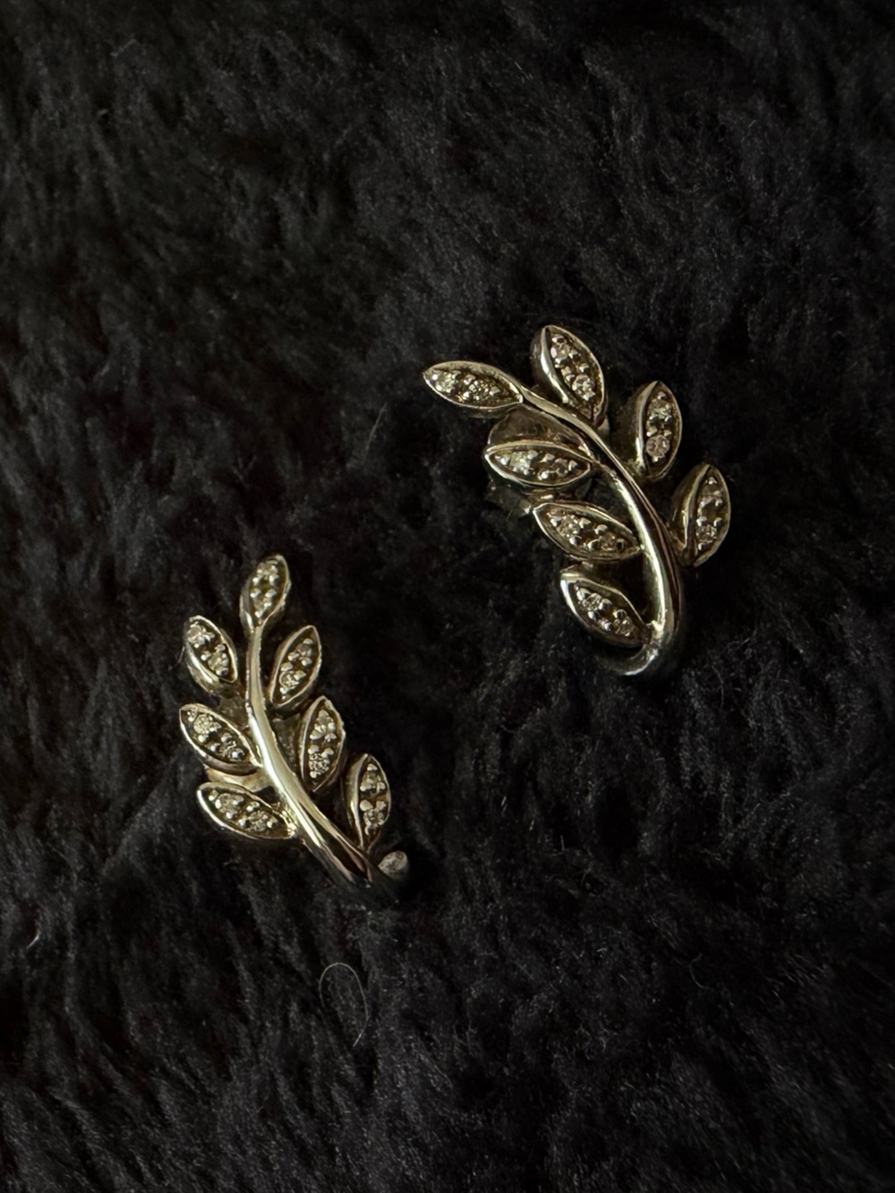 Helzberg Diamonds - 925 Sterling Leaf Diamond Stud Earrings